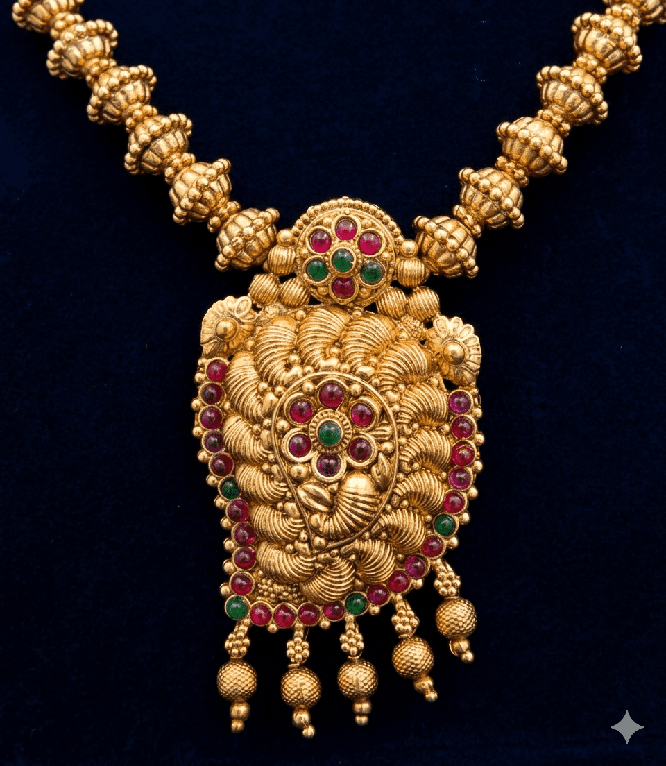 Mango Design-Necklace with-Pearl-Beeds-and-jhumka