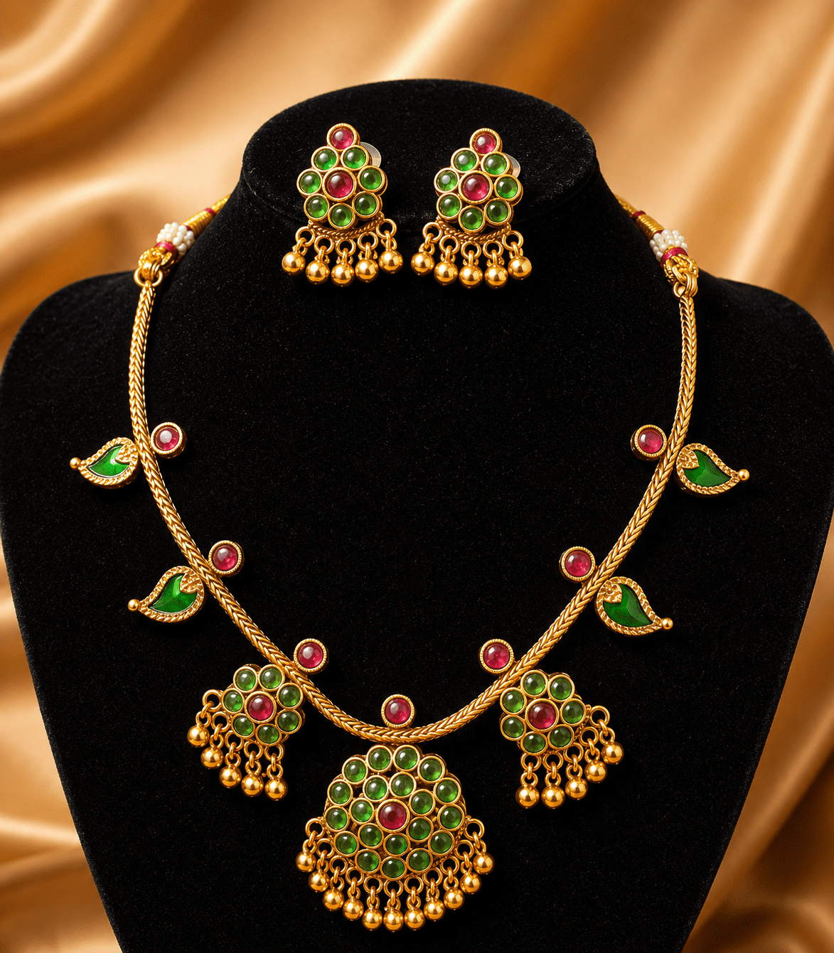 5613 Kerala Traditional Chutti Chocker with Green Stone