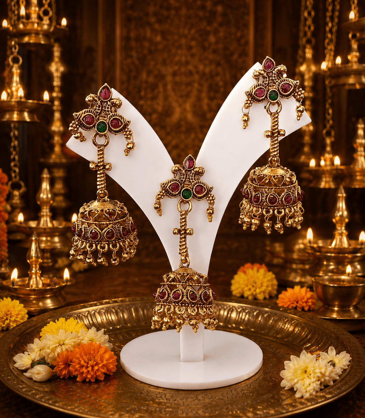 6617-line-jhumka-with-red-and-green-stone