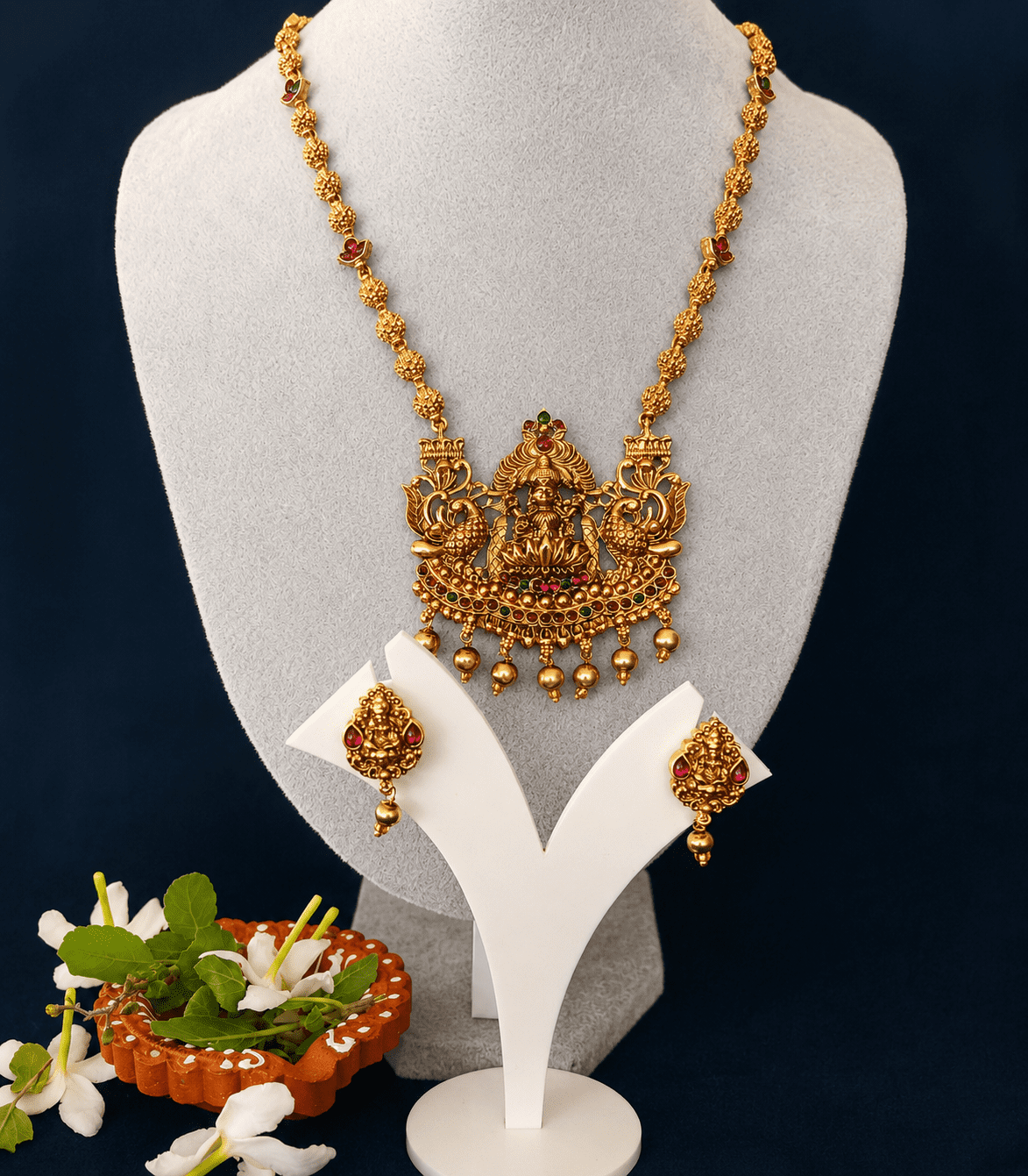 6616-long-temple-flat-pendant-with-devi-and-peacock