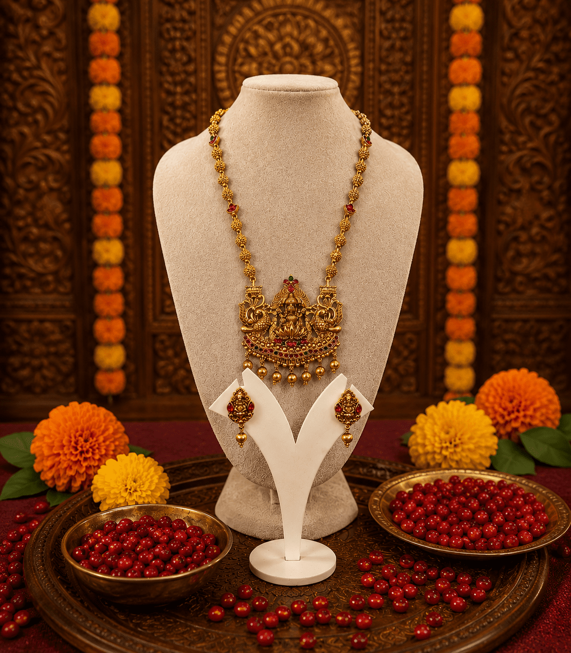6616-long-temple-flat-pendant-with-devi-and-peacock