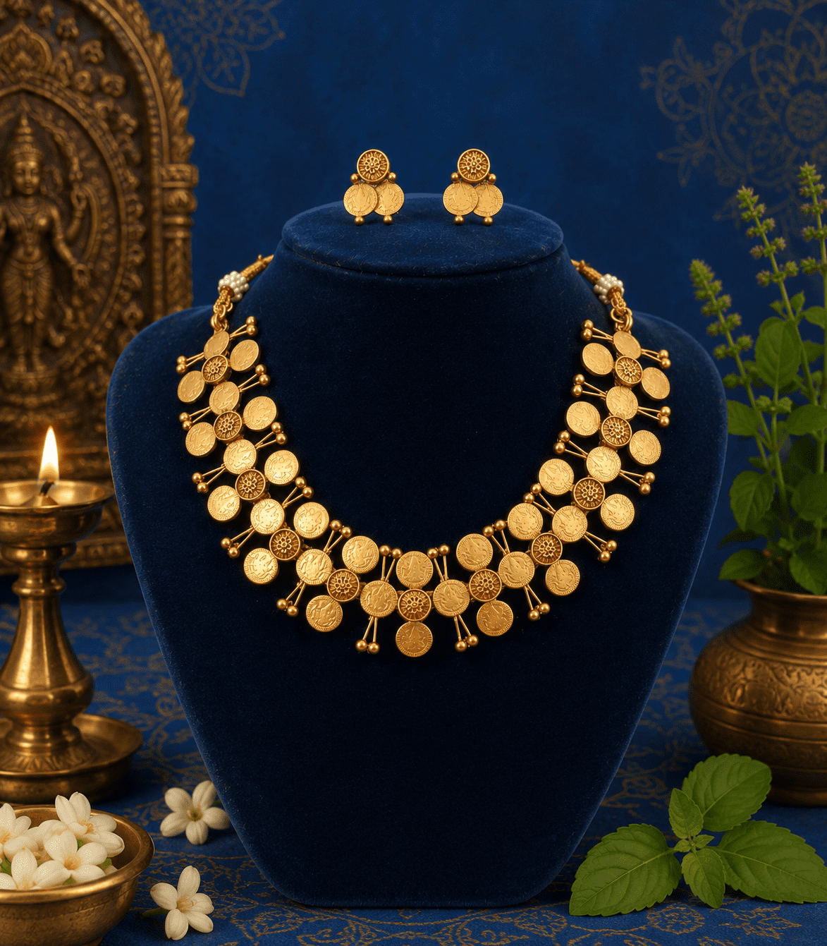 6608 -Traditional Kasu Mala Temple Jewellery