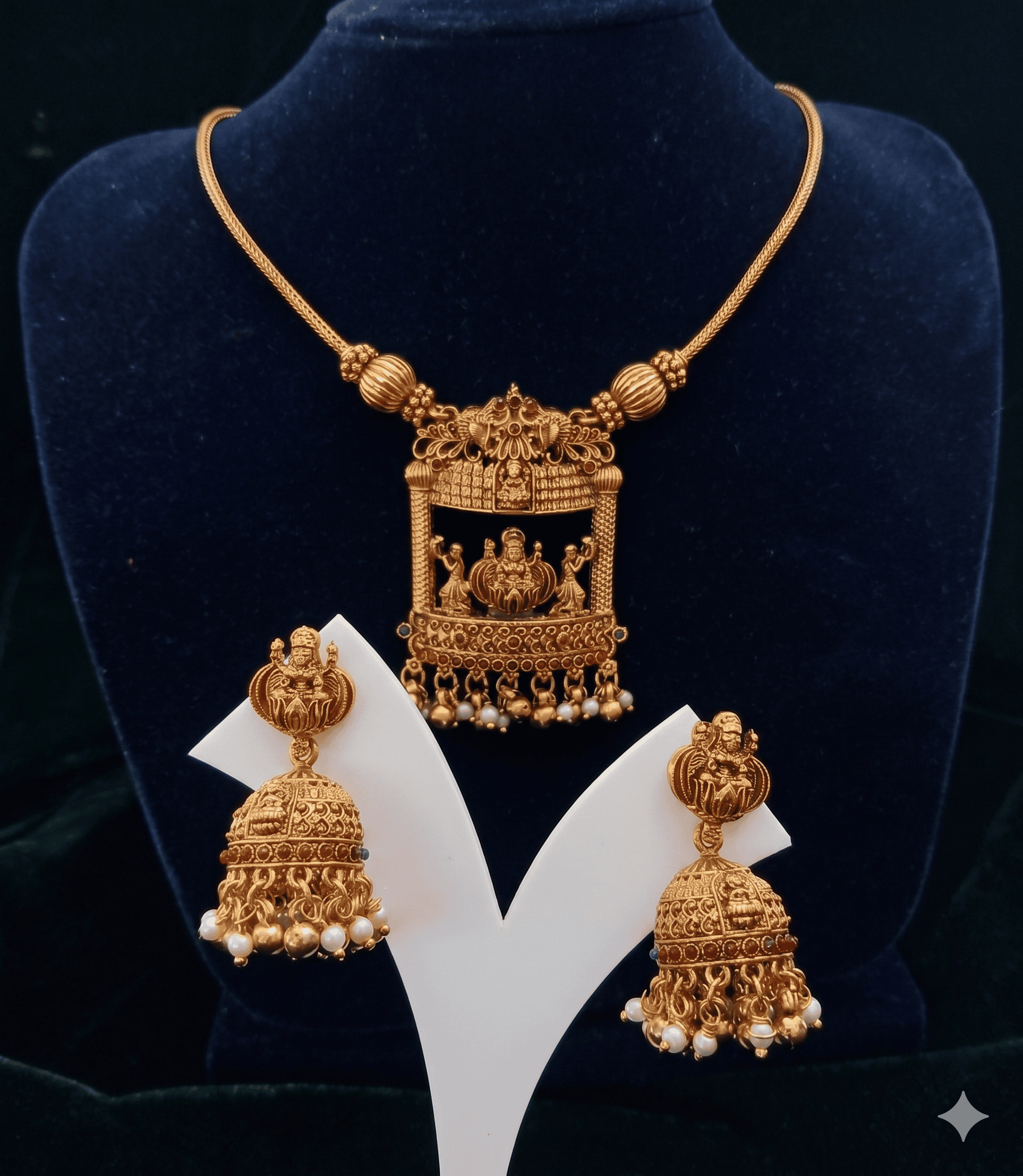 5603-traditional-short-haram-devi-with-jhumka-antique-fininsh