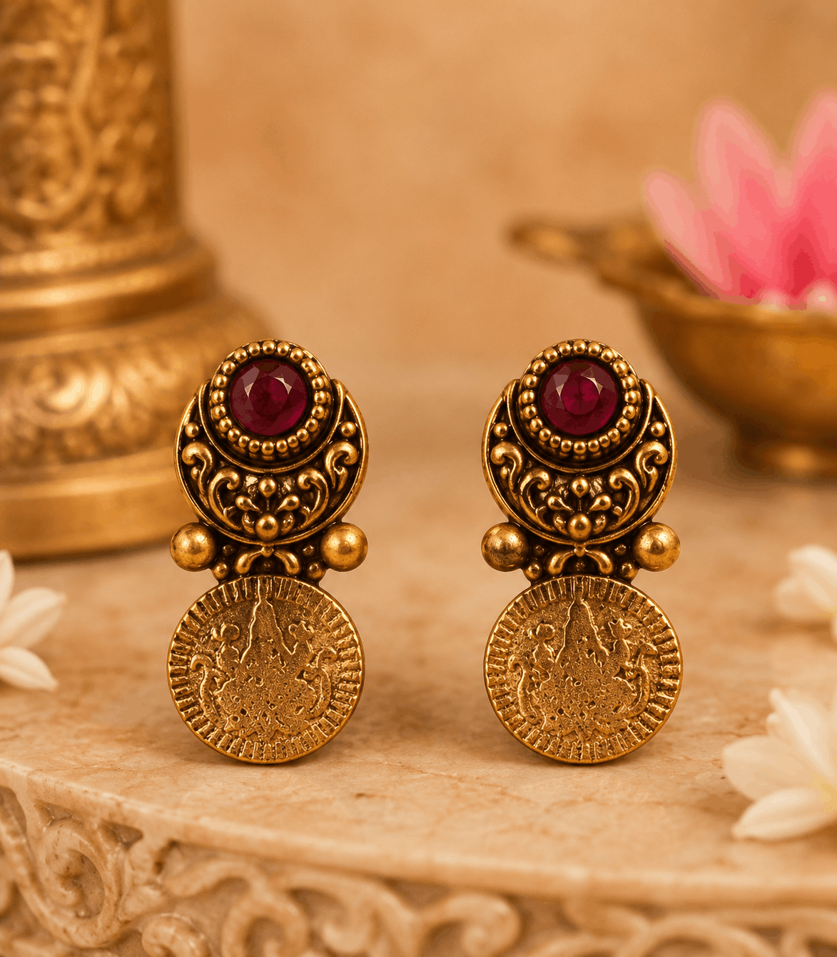 6610-Lakshmi Kaashu mala with Ruby Stone Chocker