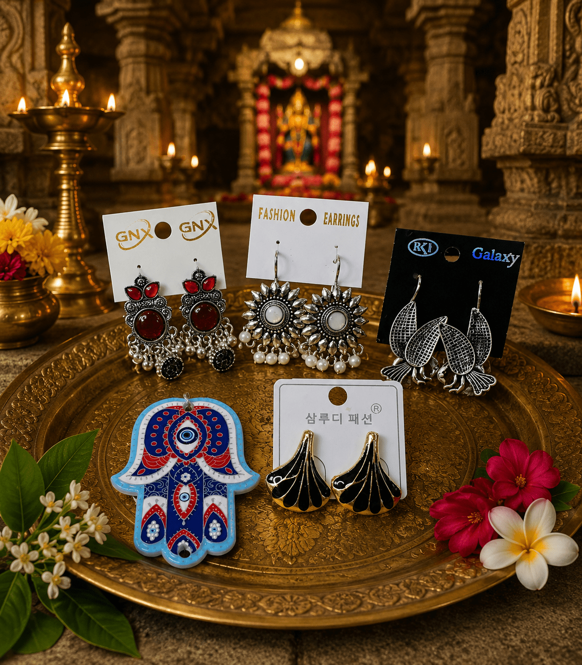 7013 - 4 Pair Stylish Earrings Combo Set