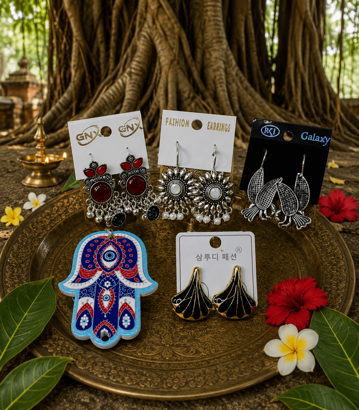 7014 - 4 Pair Stylish Earrings Combo Set