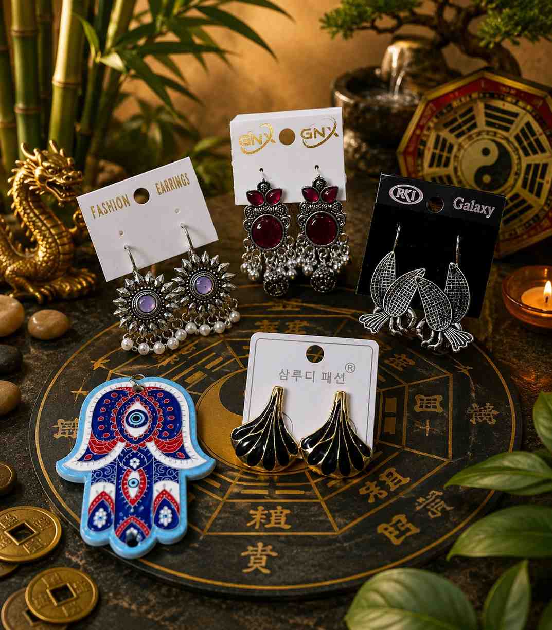 7016 - 4 Pair Stylish Earrings Combo Set