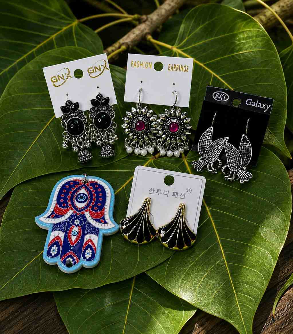 7017 - 4 Pair Stylish Earrings Combo Set