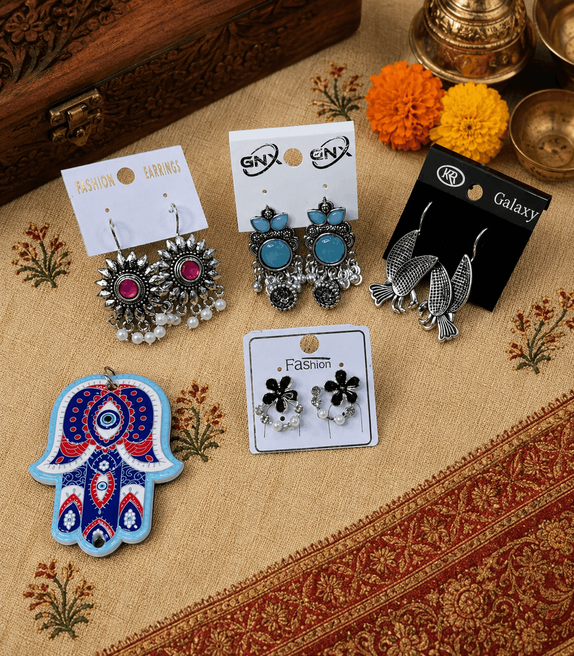 7019 - 4 Pair Stylish Earrings Combo Set