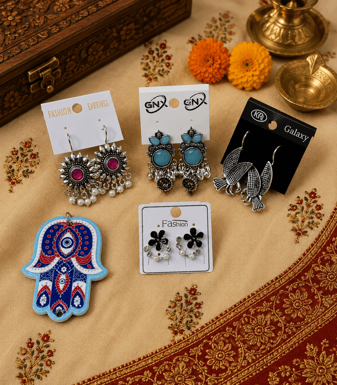 7020 - 4 Pair Stylish Earrings Combo Set