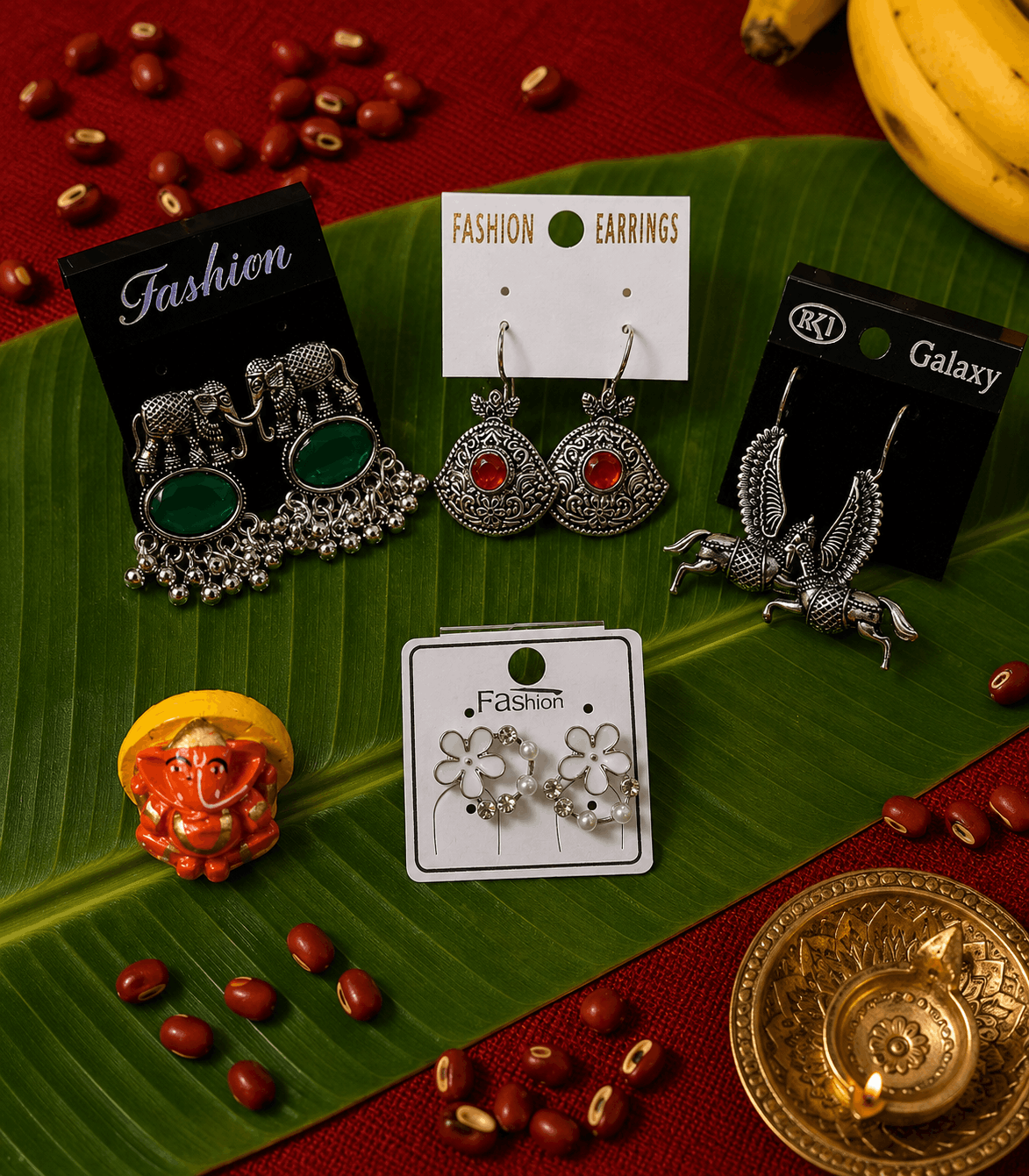 7022- 4 Pair Stylish Earrings Combo Set