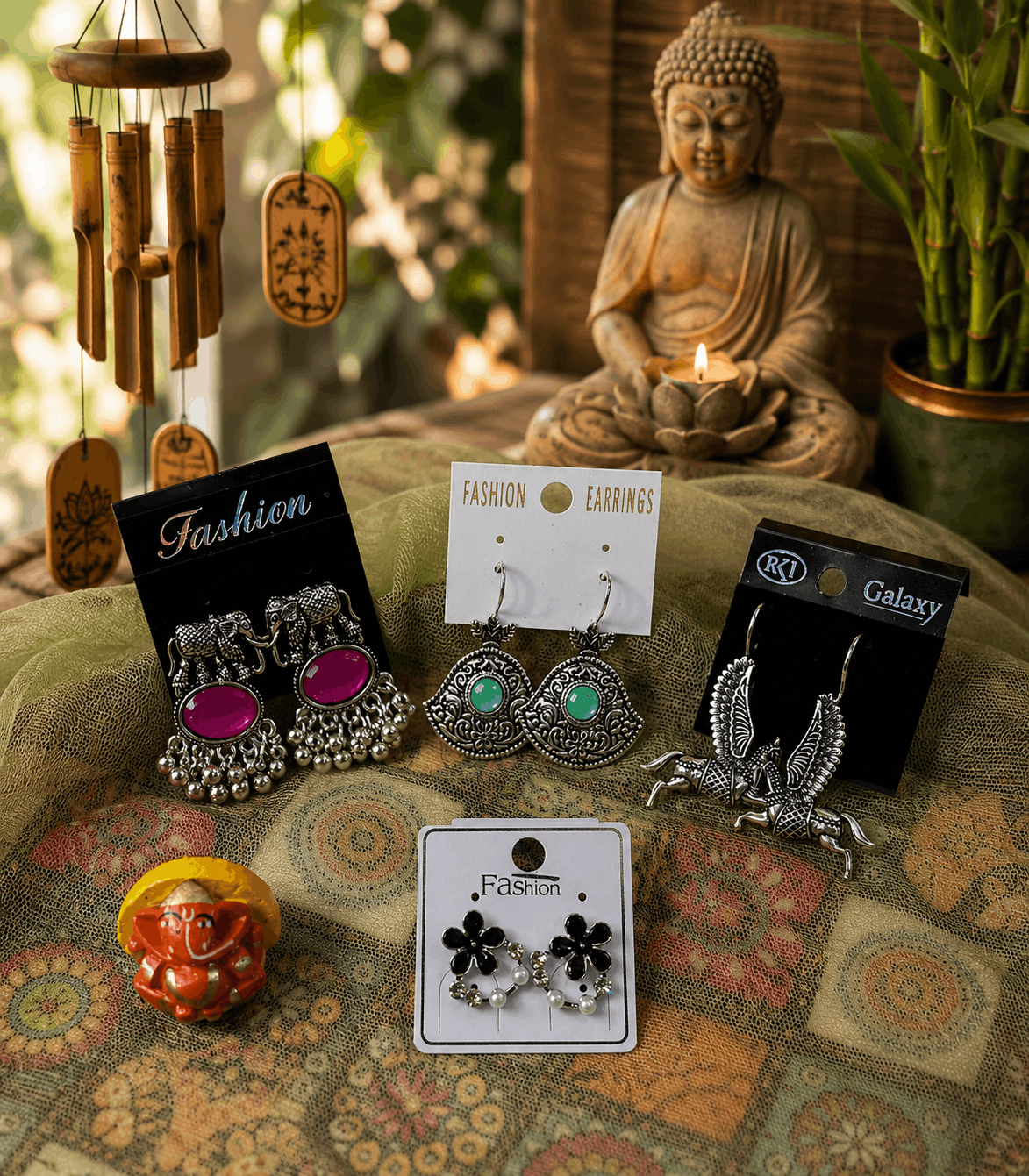 7024- 4 Pair Stylish Earrings Combo Set
