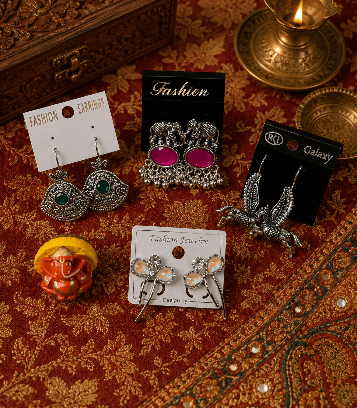 7026- 4 Pair Stylish Earrings Combo Set