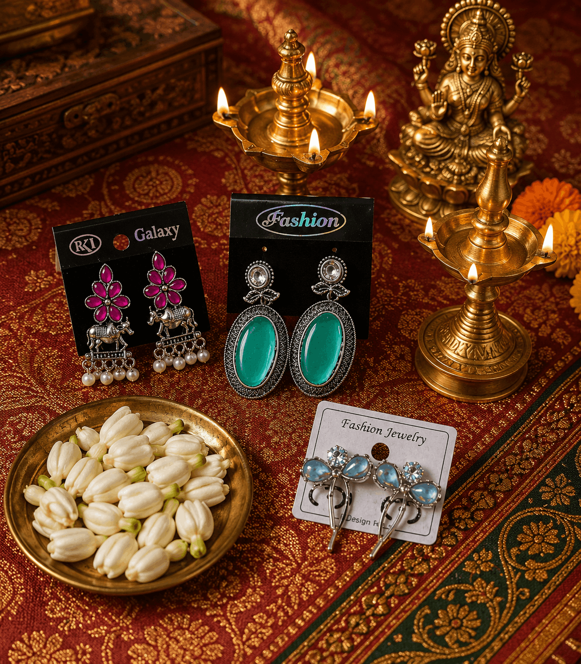 7027- 3 Pair Stylish Earrings Combo Set
