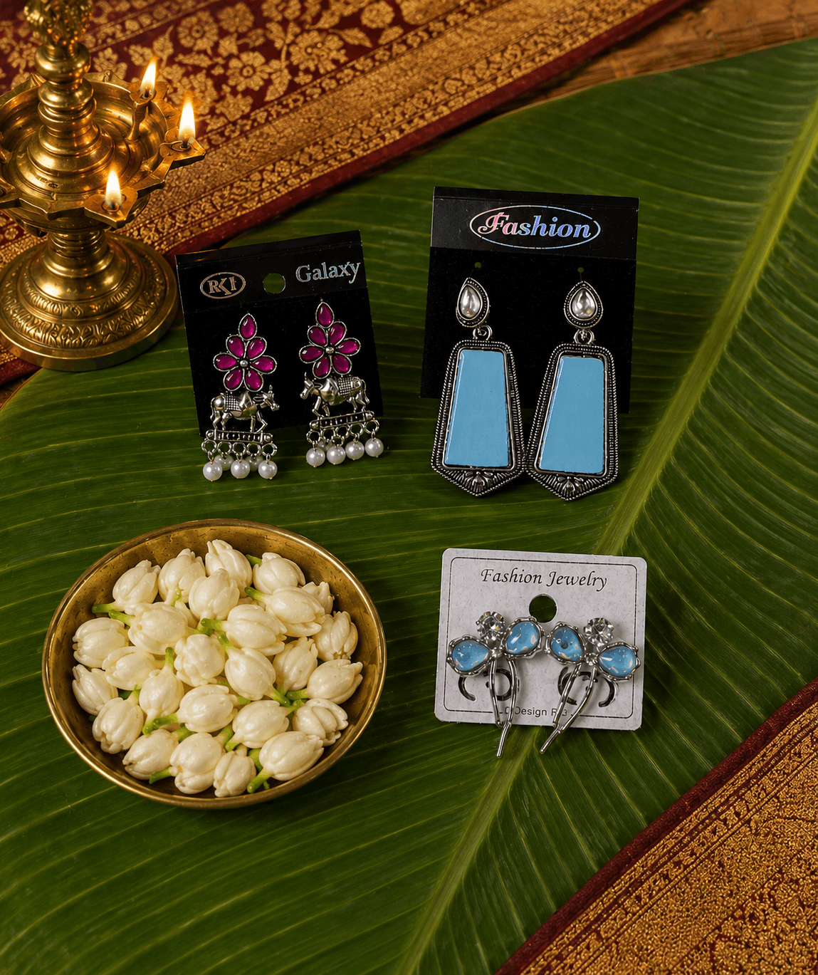 7028- 3 Pair Stylish Earrings Combo Set