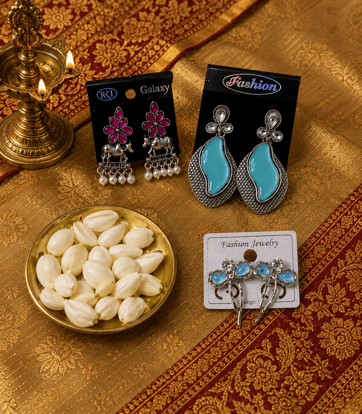 7029- 3 Pair Stylish Earrings Combo Set