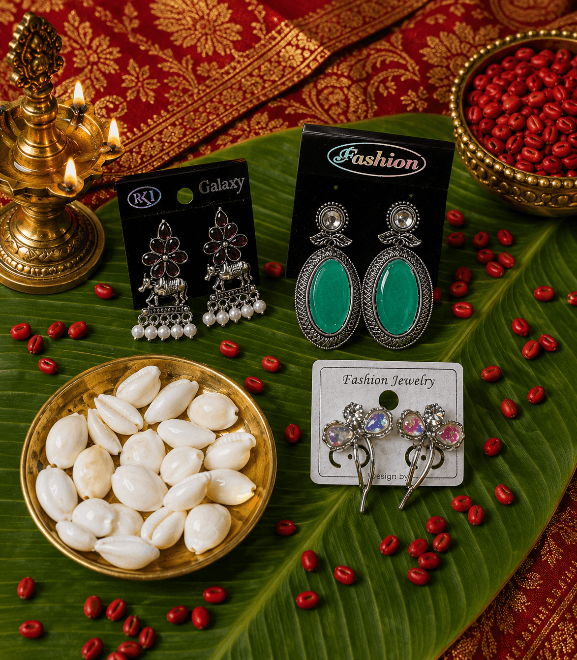 7030- 3 Pair Stylish Earrings Combo Set