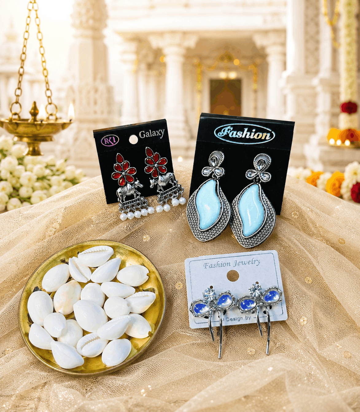 7033- 3 Pair Stylish Earrings Combo Set