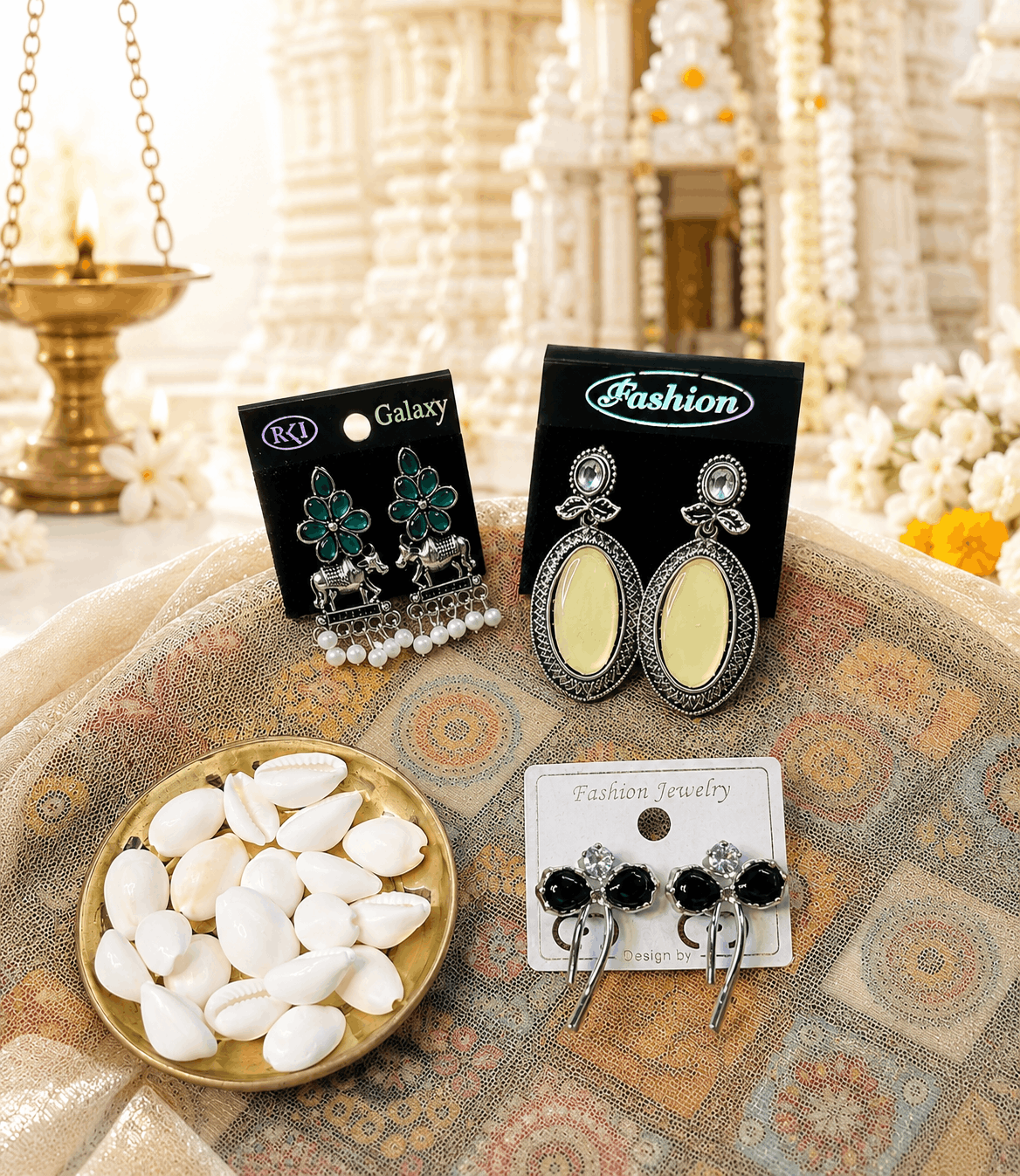 7034- 3 Pair Stylish Earrings Combo Set