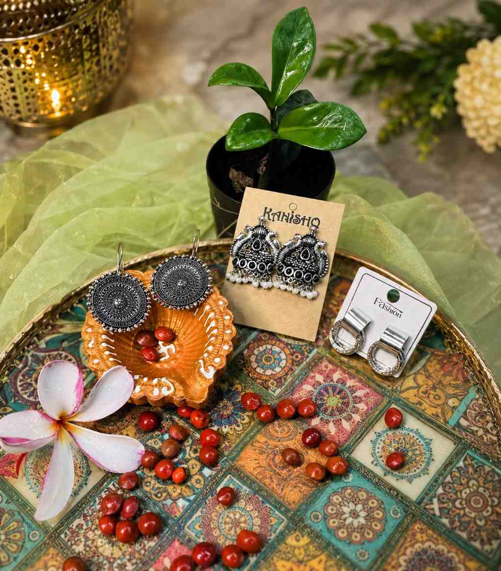 7036- 3 Pair Stylish Earrings Combo Set