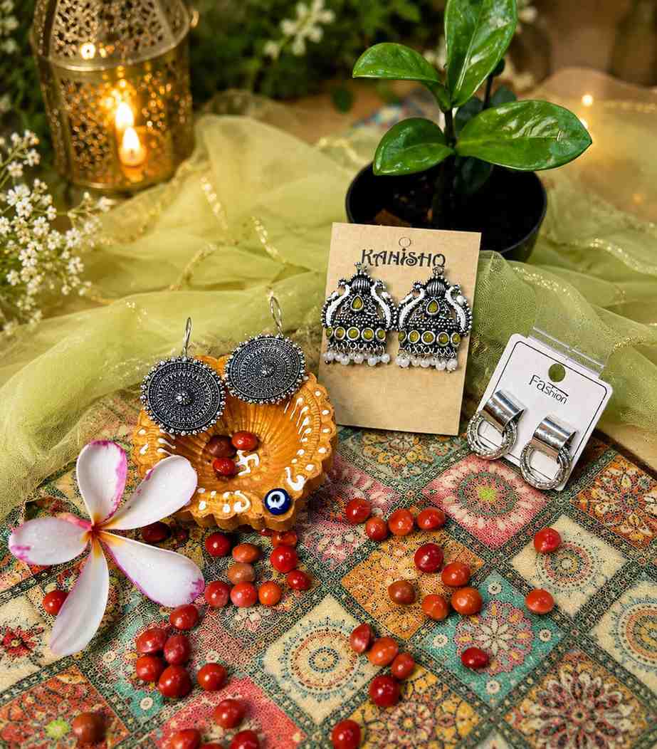 7037- 3 Pair Stylish Earrings Combo Set