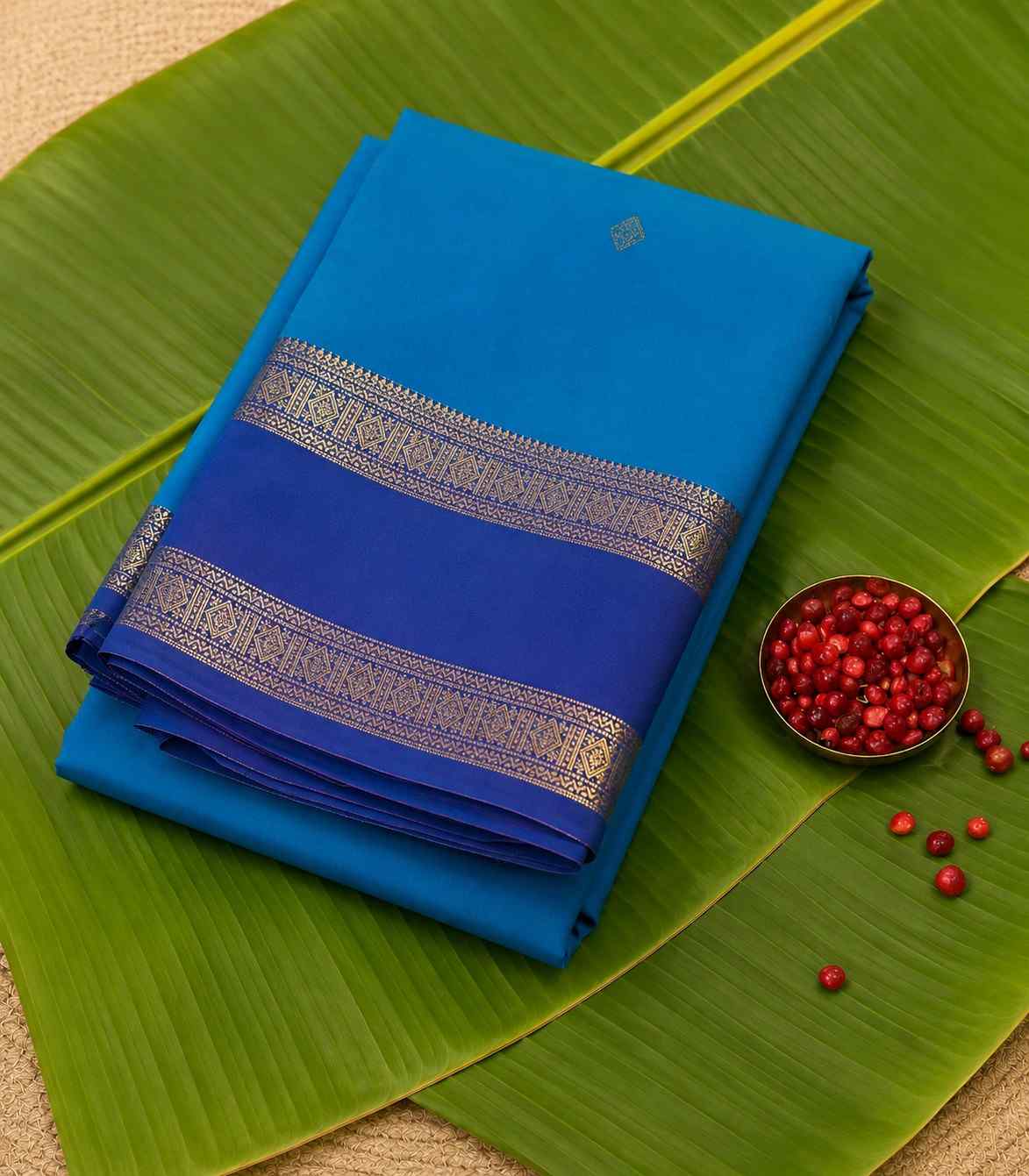 2213-teal-blue-semi-kanchipuram-silk-saree-with-navy-blue-contrast-zari-border