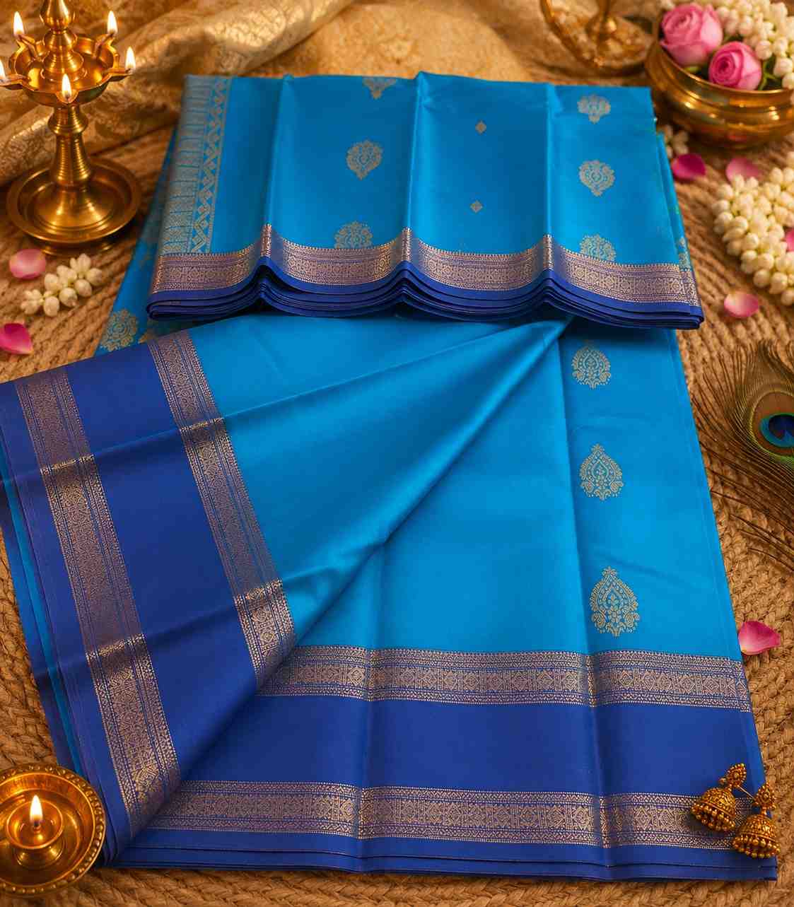 2213-teal-blue-semi-kanchipuram-silk-saree-with-navy-blue-contrast-zari-border