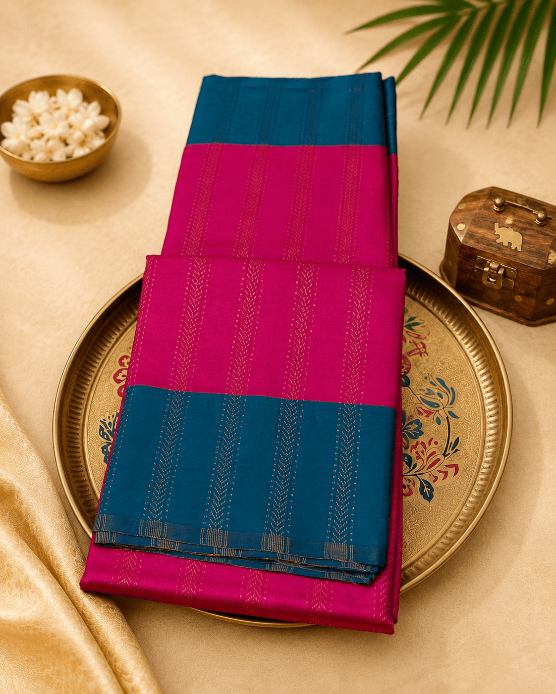 2220 Dual Tone Semi Silk Saree in Blue and Purple