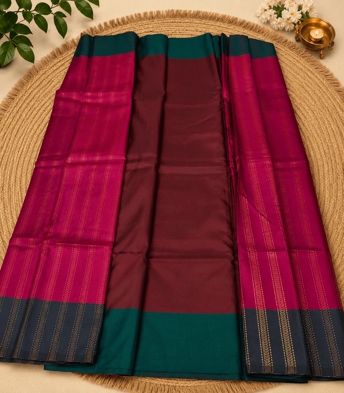 2220 Dual Tone Semi Silk Saree in Blue and Purple