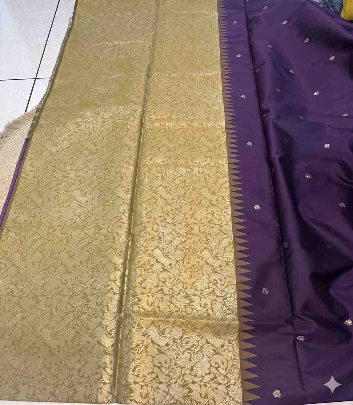 2222 Deep Purple and Olive Green Soft Silk Saree