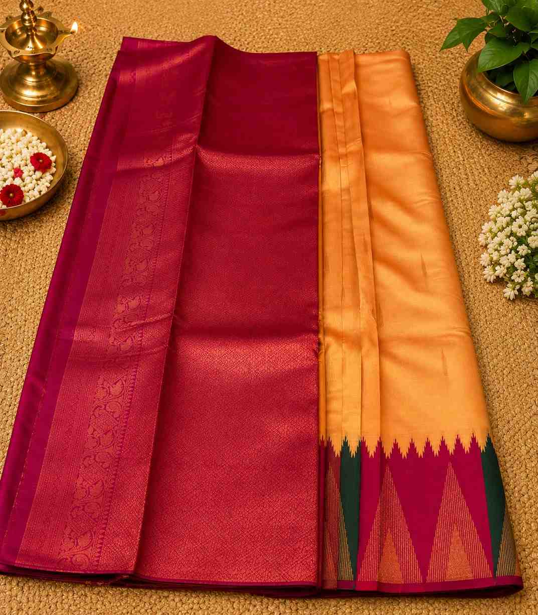 2223-light-yellow-kanchipuram-semi-silk-saree-with-temple-motif-border