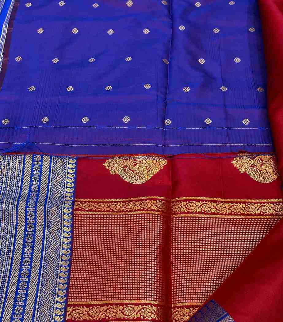 2227-vibrant-magenta-base-semi-silk-saree-contrasted-with-royal-blue-pallu