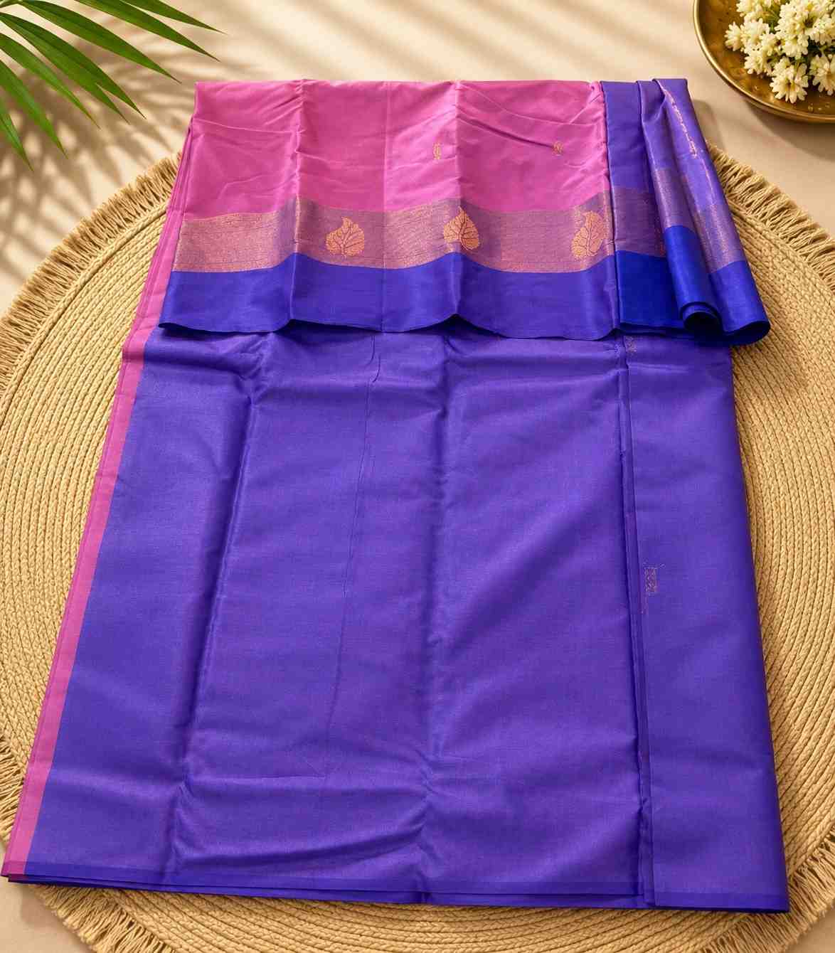 2236-dark-pink-cotton-silk-saree-with-contrast-royal-blue-border