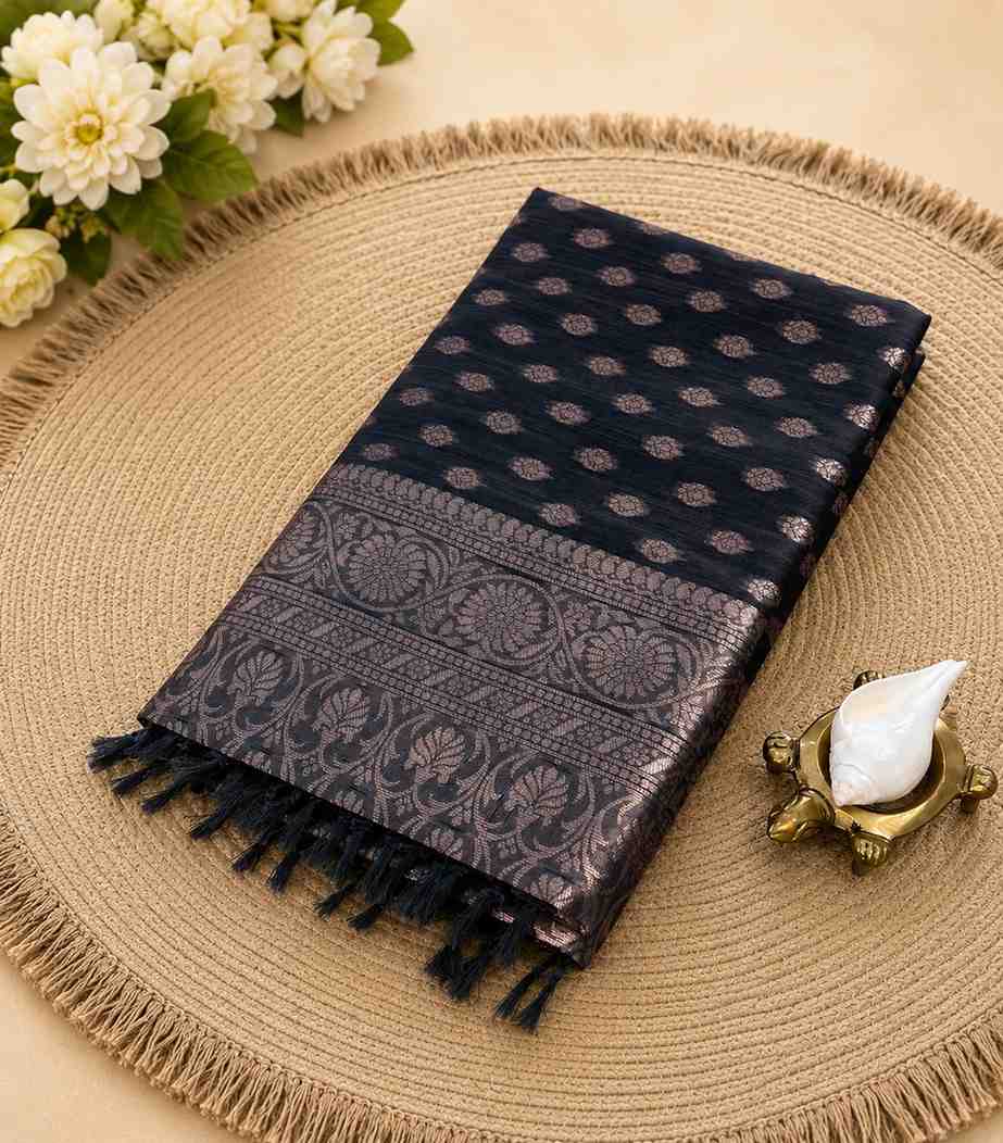 2238 Grey Color Semi Raw Silk Saree