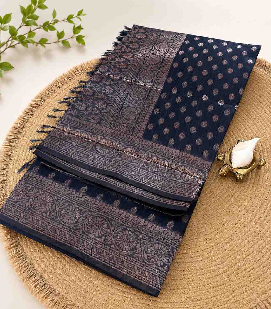 2238 Grey Color Semi Raw Silk Saree