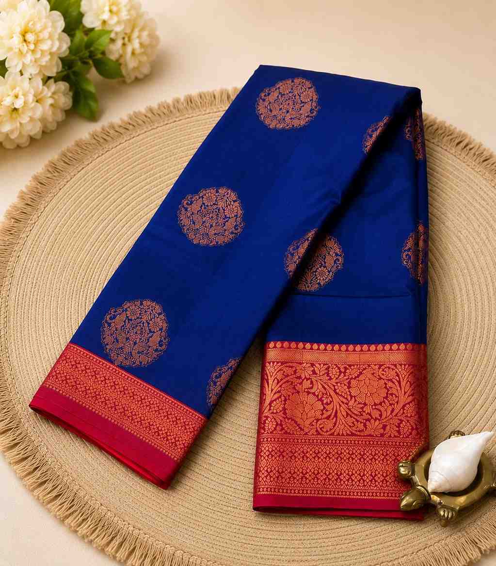 2201-navy-blue-semi-silk-saree-with-a-red-and-gold-zari-border