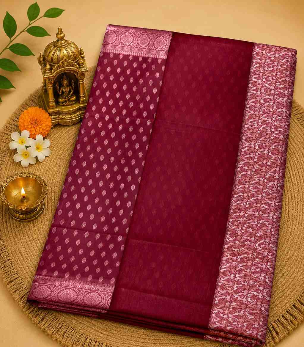 2240 Royal Maroon Semi Raw Silk Saree