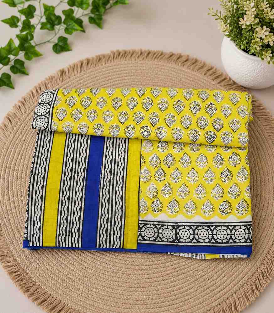 2258-sunshine-yellow-hand-block-printed-cotton-saree-with-blue-border