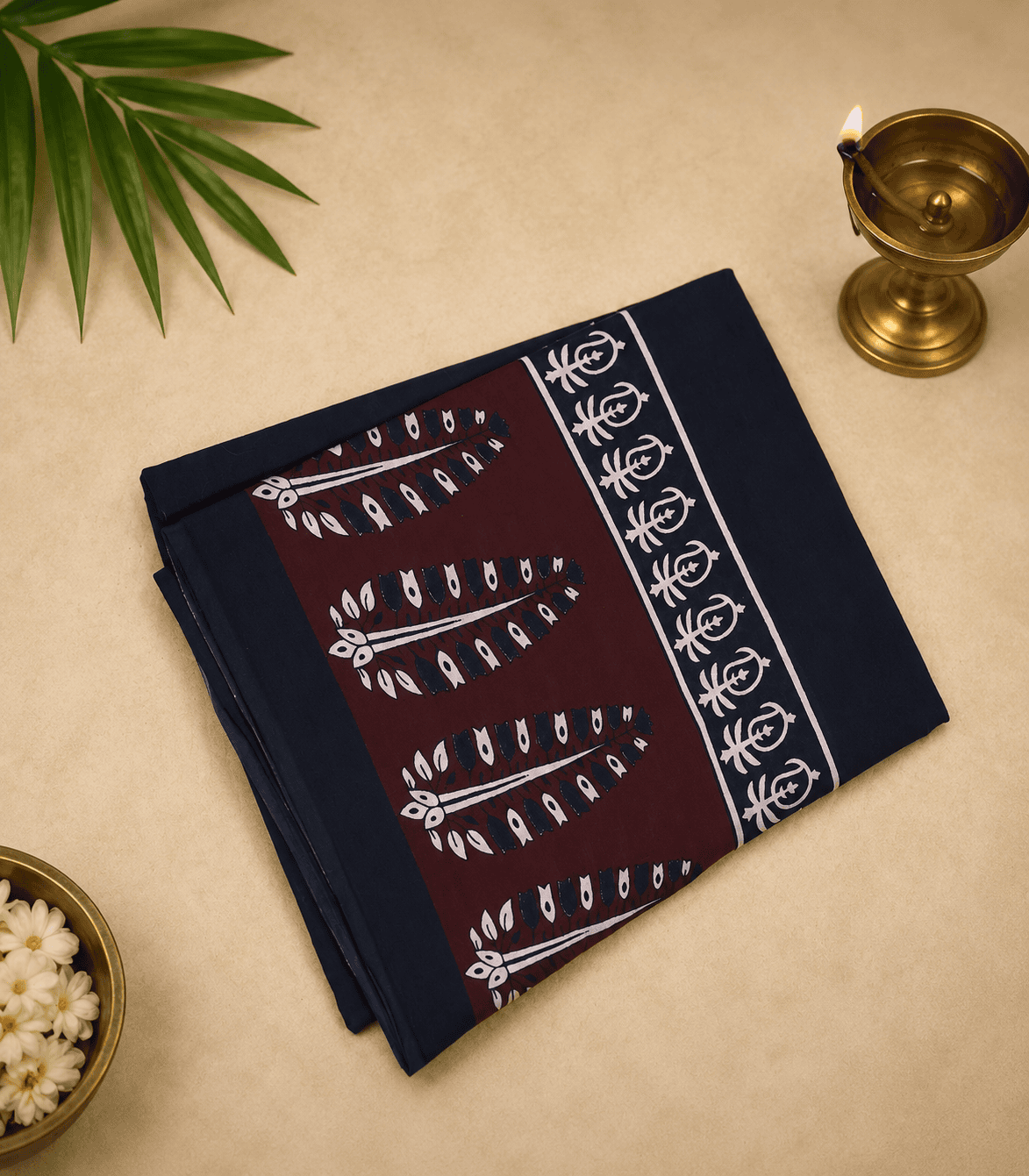2275 Black & Maroon Hand Block Printed Daily Wear Mul Cotton Saree