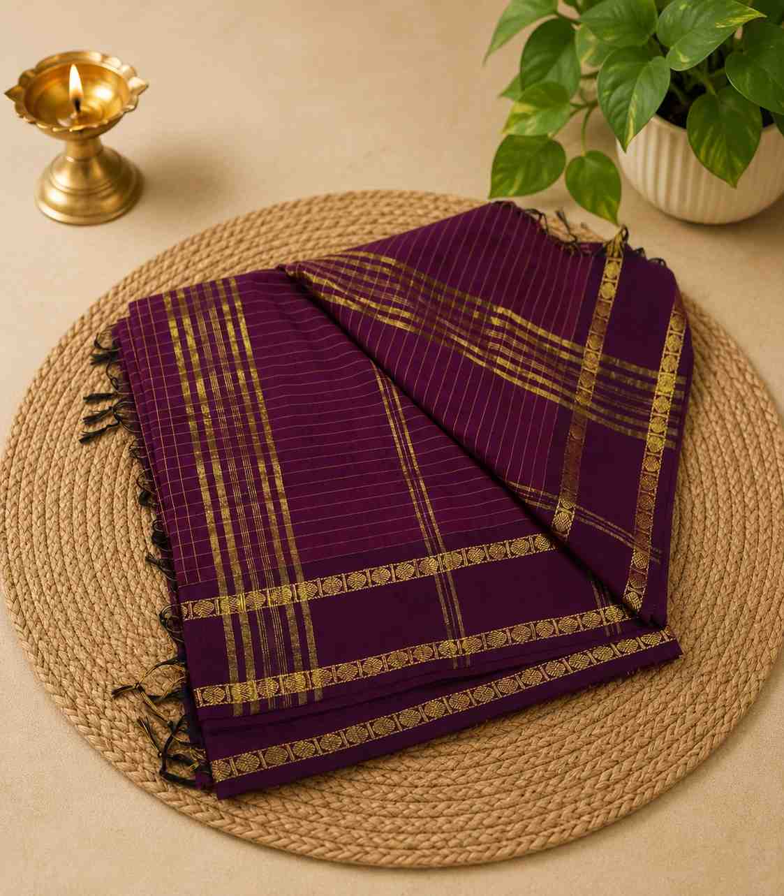2269-purple-color-arani-kalyani-cotton-silk-saree-with-double-pet-checkered-border