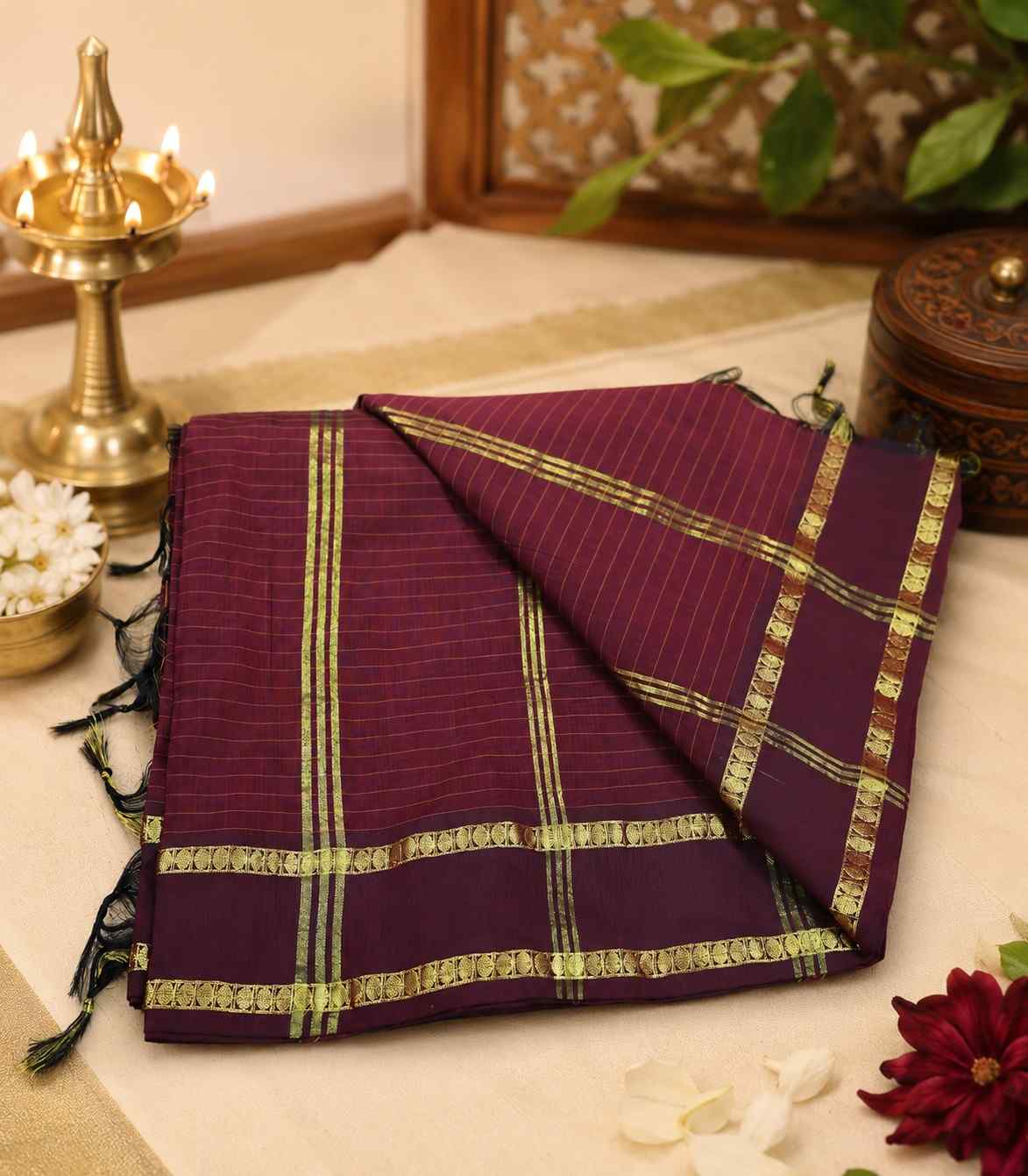 2270-brown-color-arani-kalyani-cotton-silk-saree-with-double-pet-checkered-border