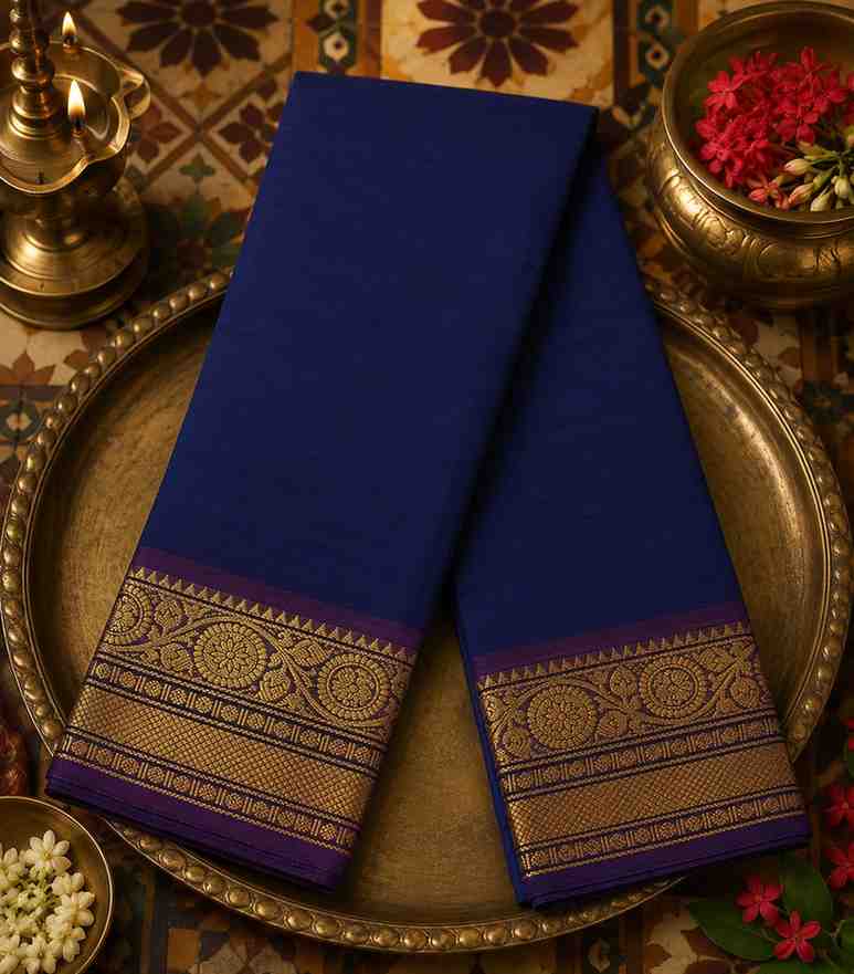 2313-navy-blue-kanchi-cotton-saree-with-elegant-purple-temple-border