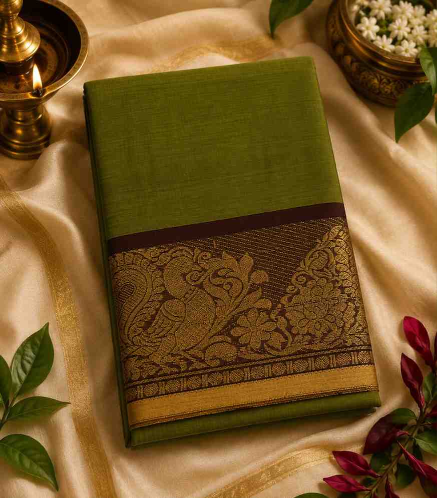 2316-olive-green-kanchi-cotton-saree-with-maroon-zari-border