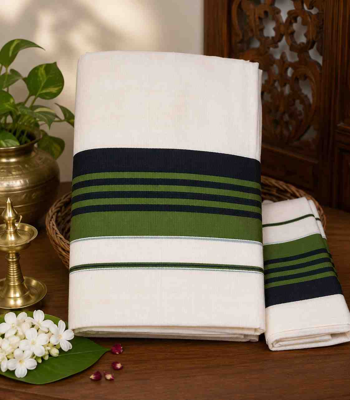2340-kerala-set-mundu-in-green-and-black-striped-border