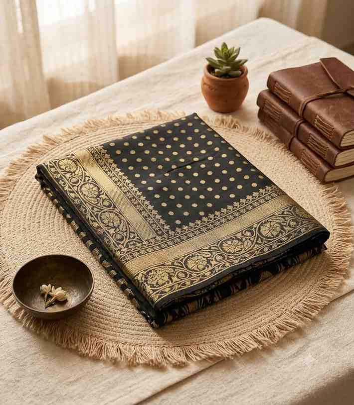 2326-semi-raw-silk-saree-with-buttas-and-zari-woven-border